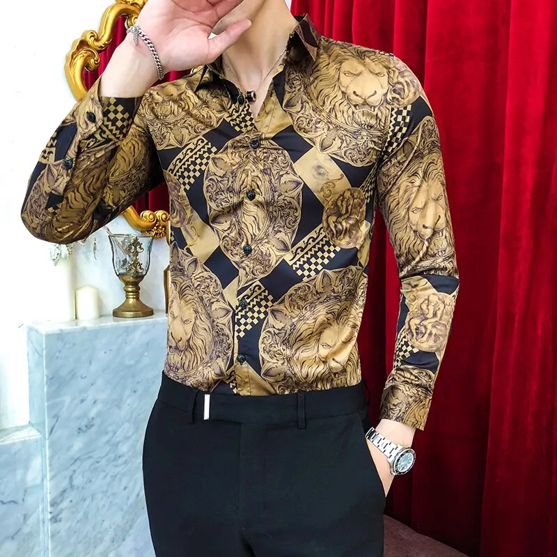 2022 Luxury Vintage Men's  Casual Business Slim Shirt