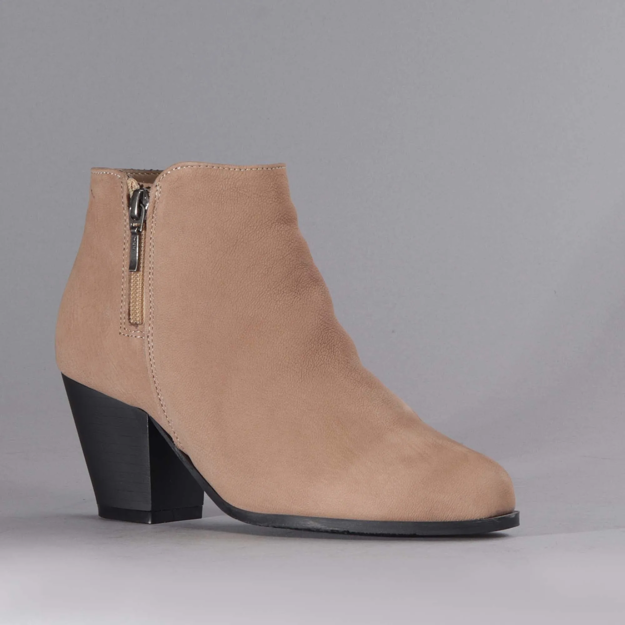 Ankle Boots with Zip in Stone - 12462