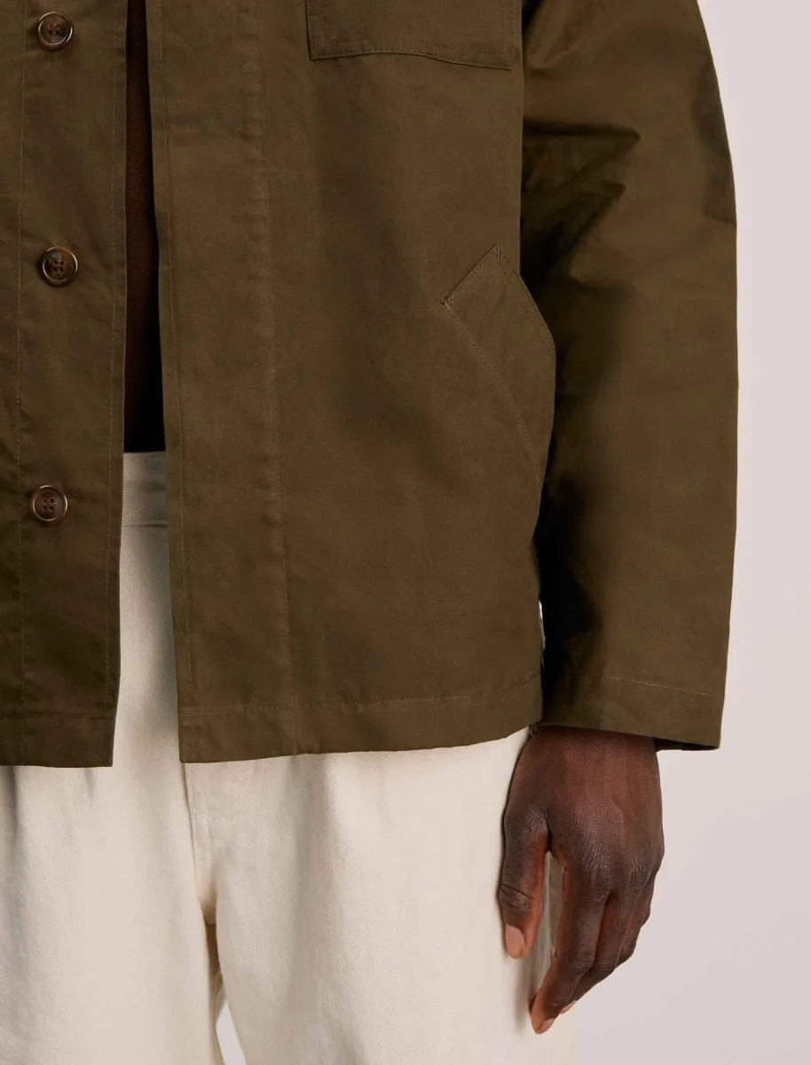 ANOTHER ASPECT Waxed Cotton Overshirt Leaf