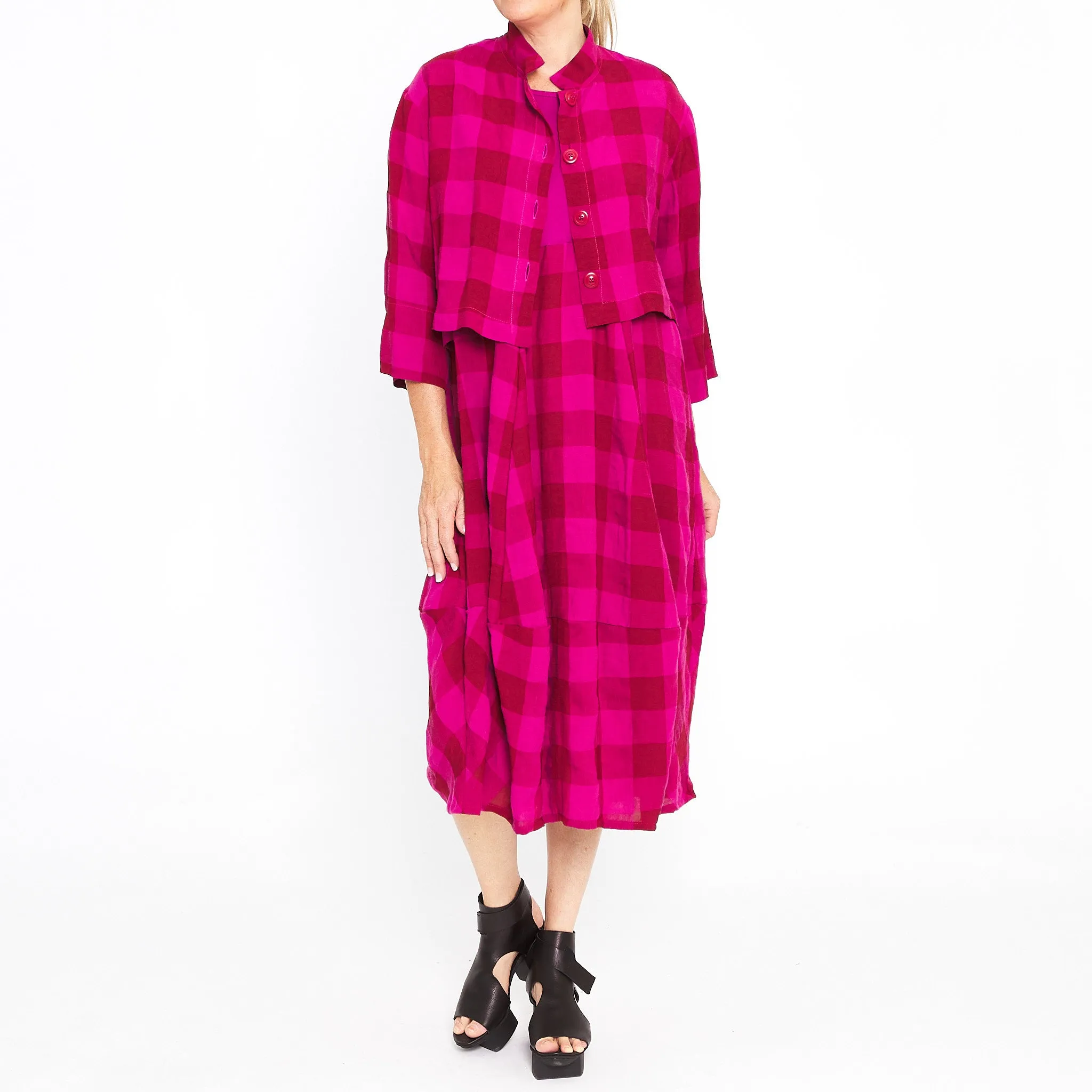 Archer Fuchsia Red Gingham Dress