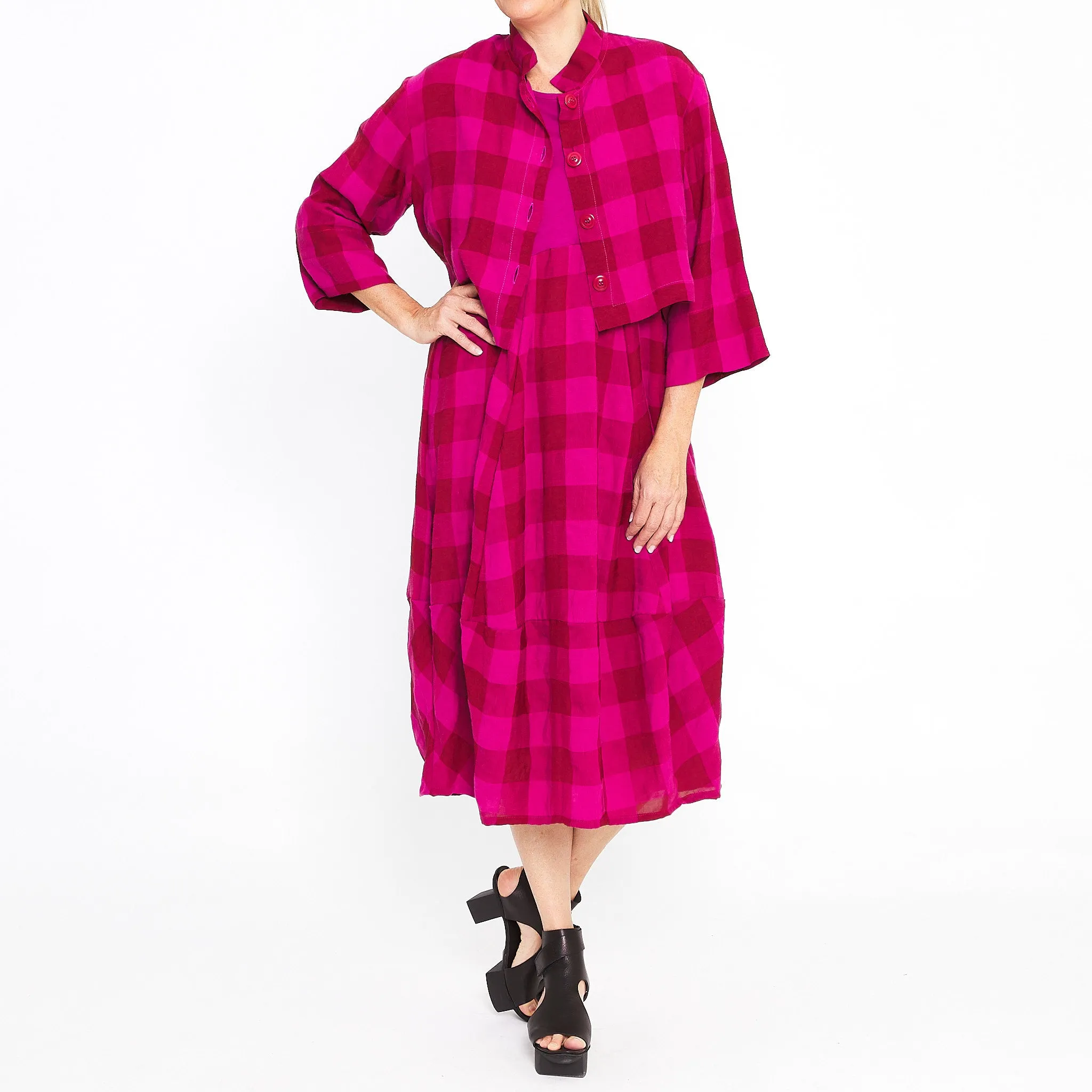 Archer Fuchsia Red Gingham Dress