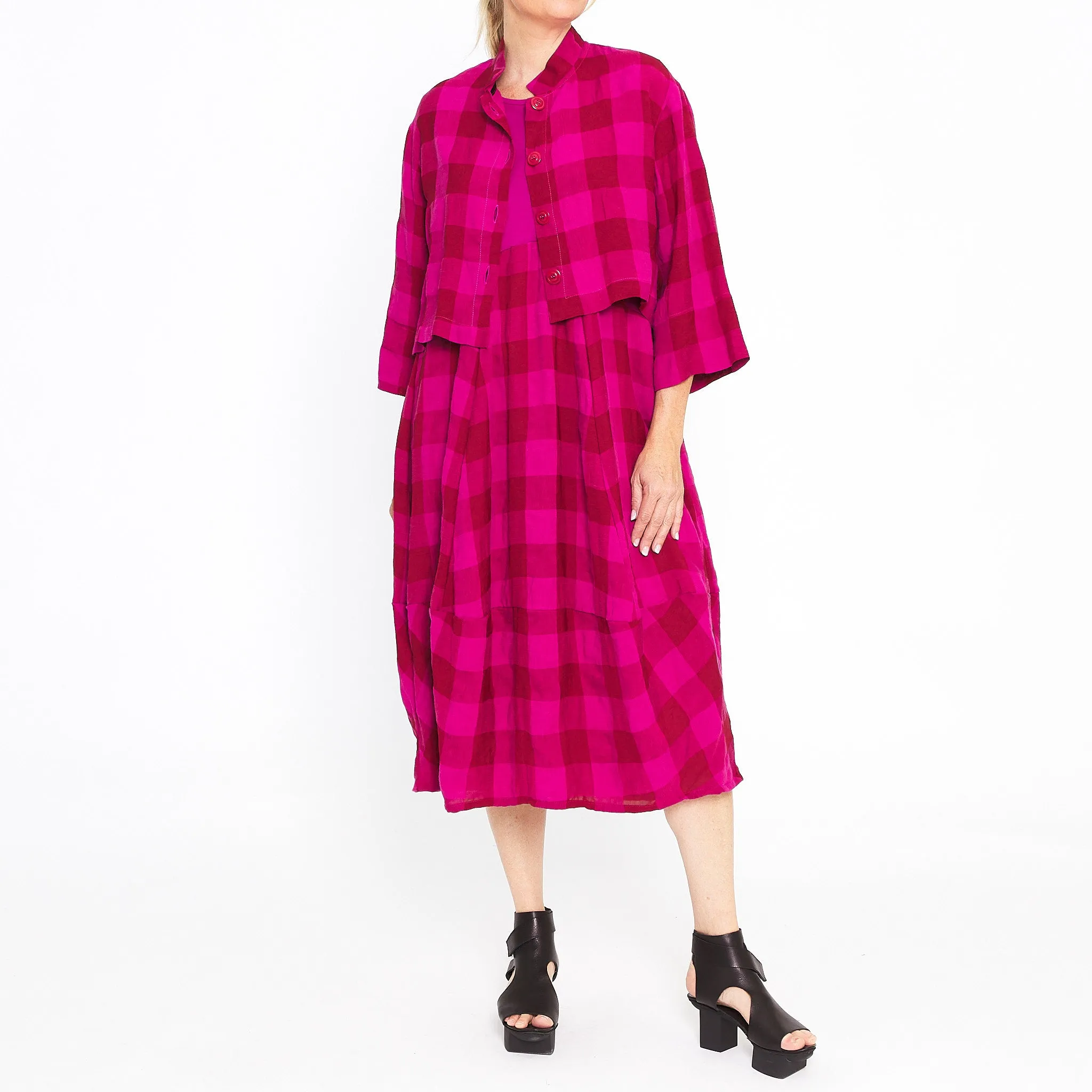 Archer Fuchsia Red Gingham Dress