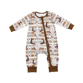 Baby Romper - Boys - Zip - Western Aztec Steer Skull