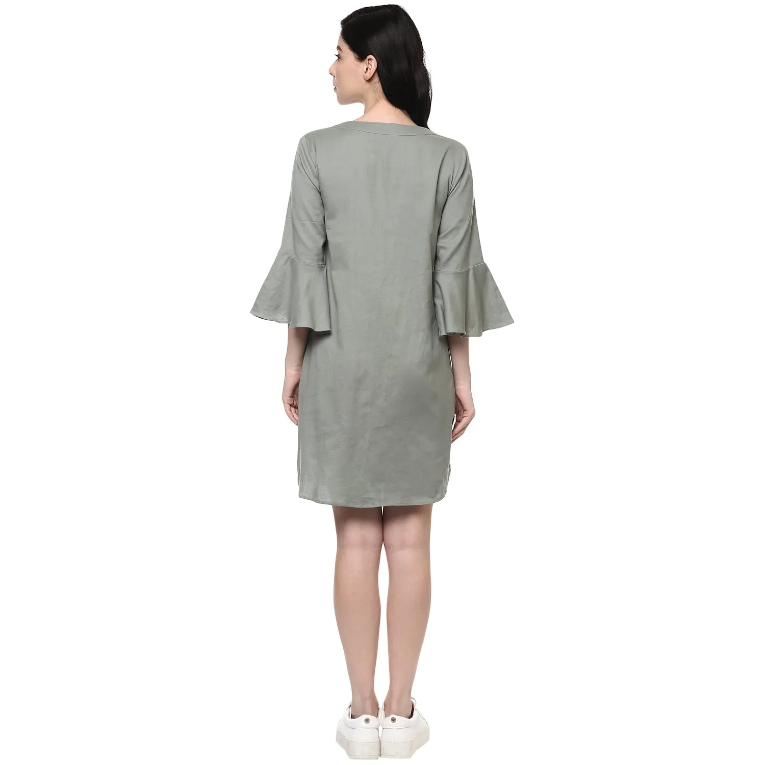 Bell Sleeves Shirt Dress