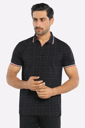 Black All Over Printed Polo