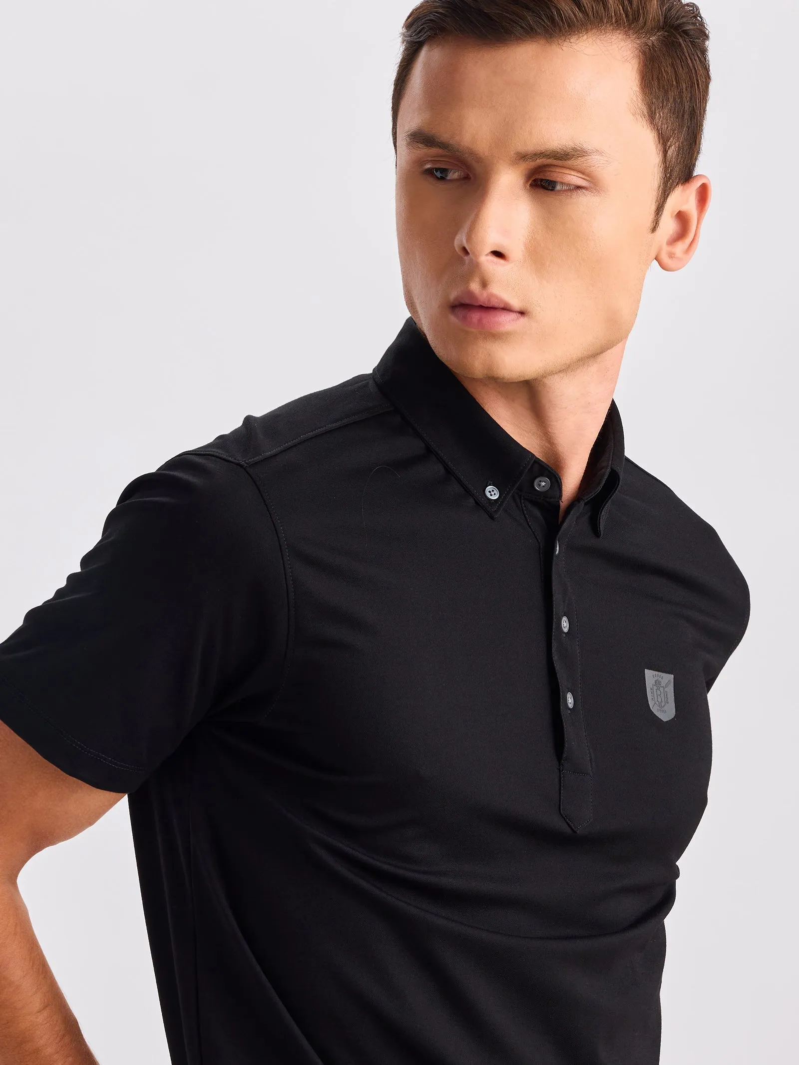 Black Solid Polo T-Shirt