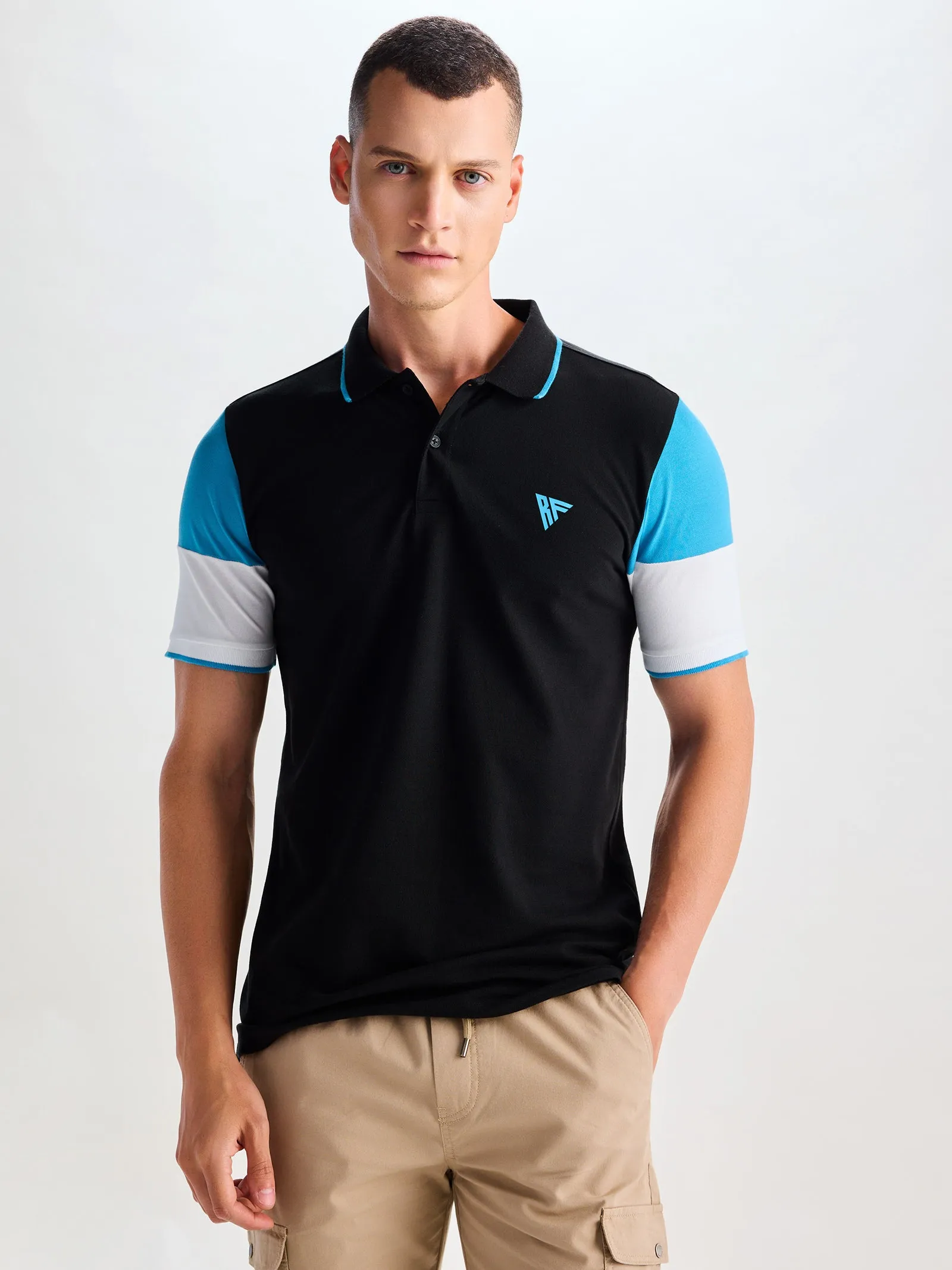 Black Stretch Polo T-Shirt