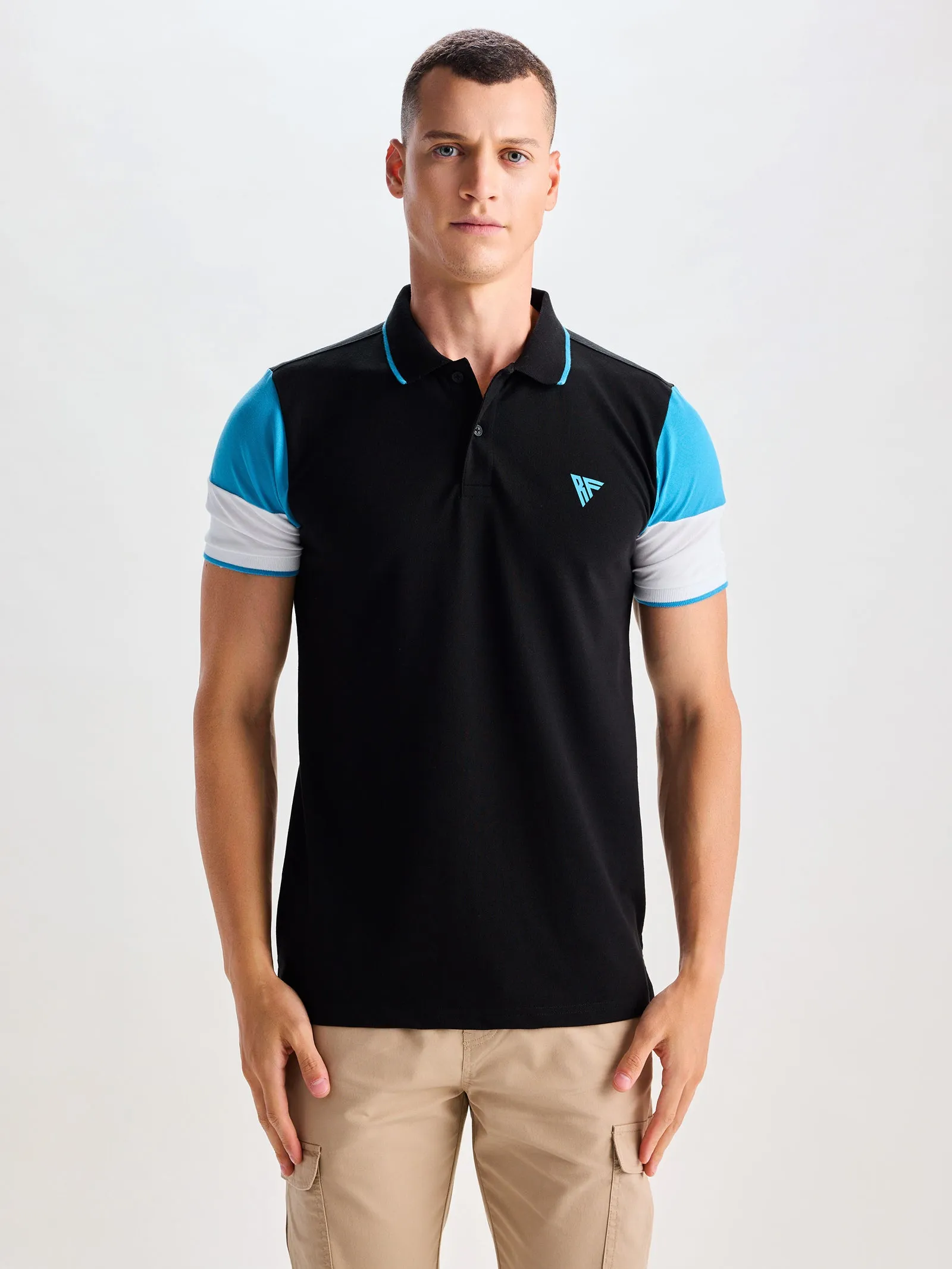 Black Stretch Polo T-Shirt