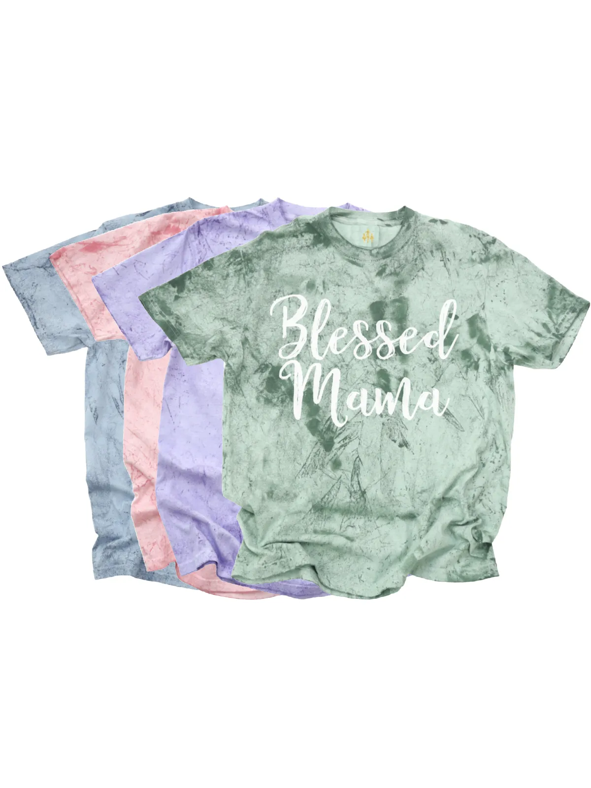 Blessed Mama Tie Dye Shirts - Green, Purple, Pink & Blue