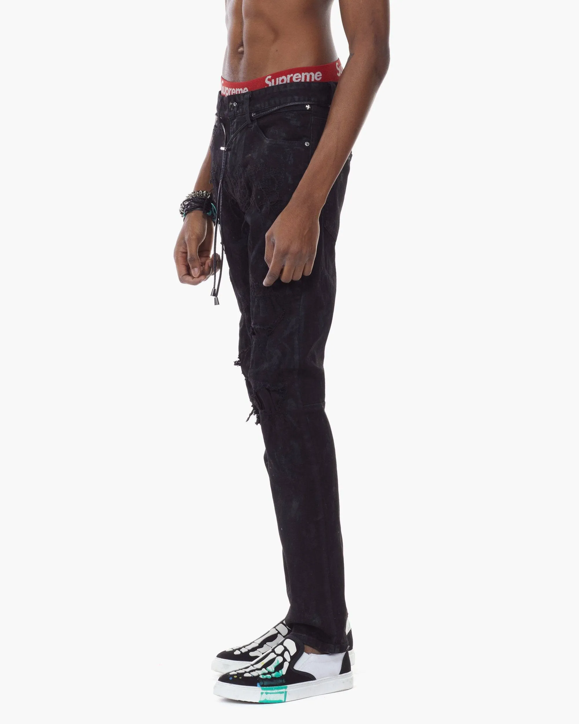 Bleunoir Painted Effect Ripoff Jeans - Steel Black