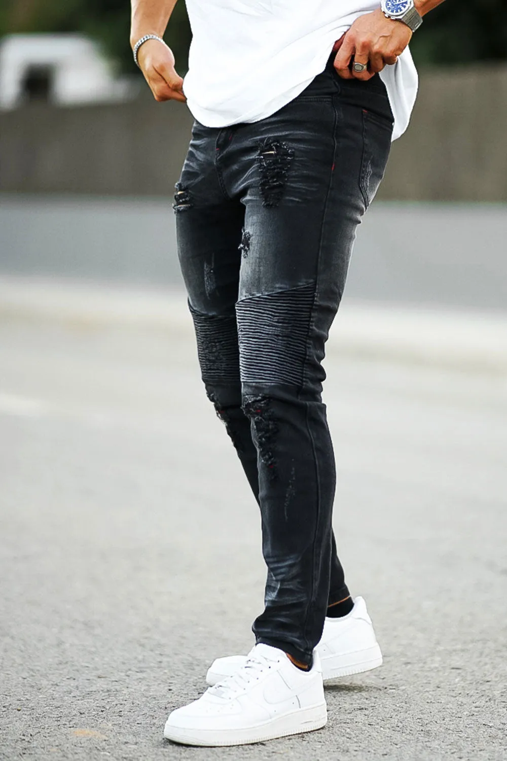 Buy $80 Free Shipping Men's Casual Jean - Ripped & Black