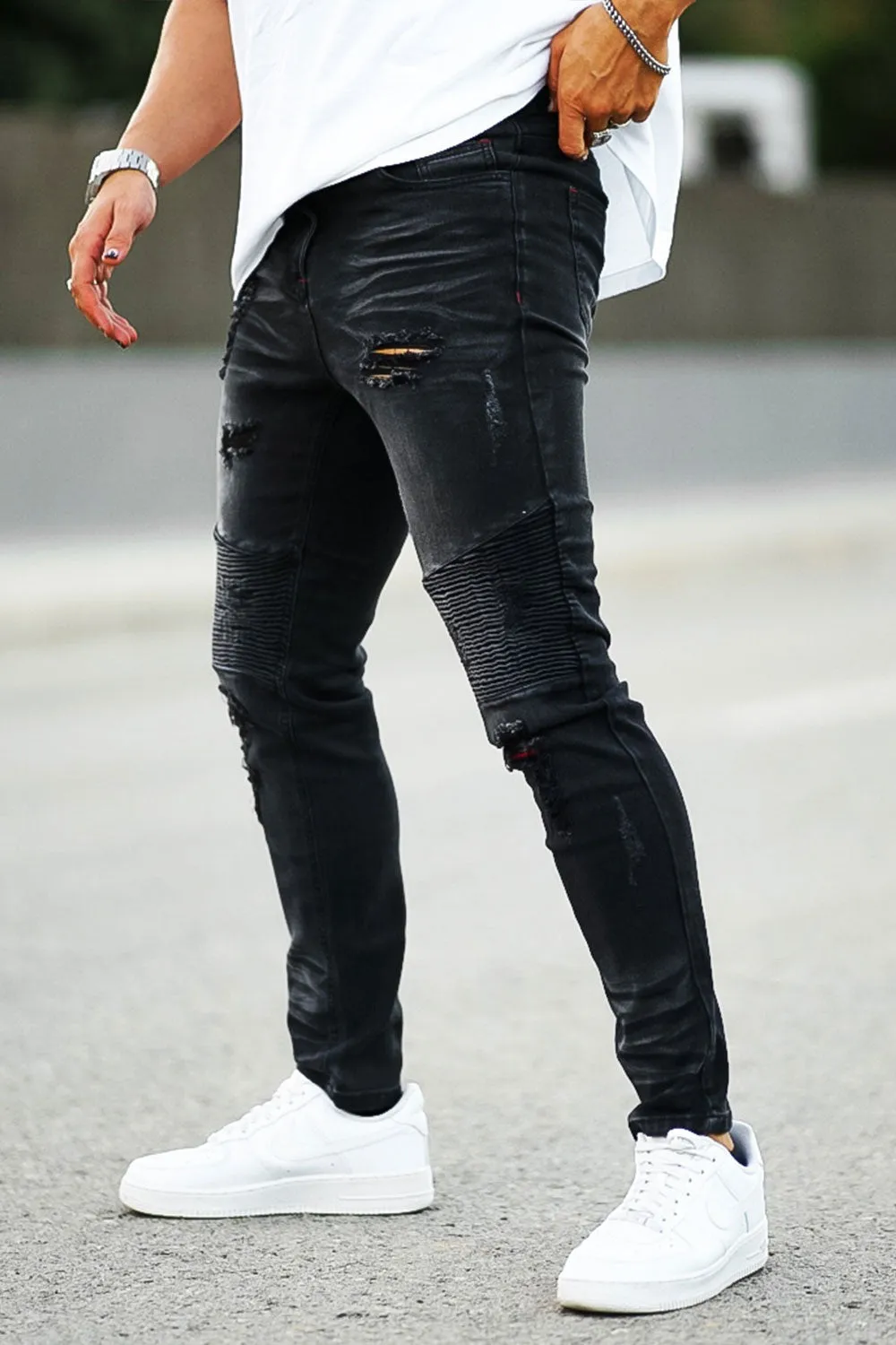 Buy $80 Free Shipping Men's Casual Jean - Ripped & Black