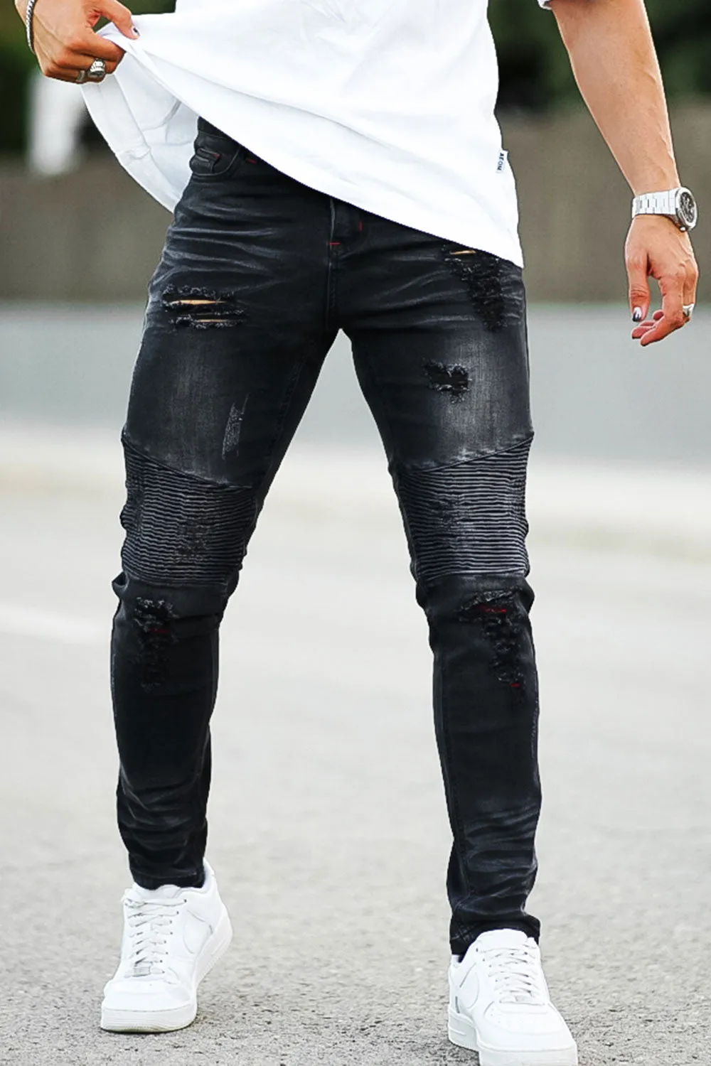 Buy $80 Free Shipping Men's Casual Jean - Ripped & Black