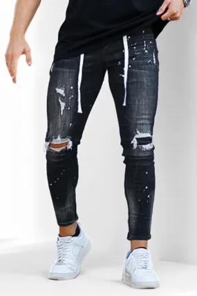 Buy $80 Free Shipping Men's Relaxed Skinny Jean - Black & Ripped