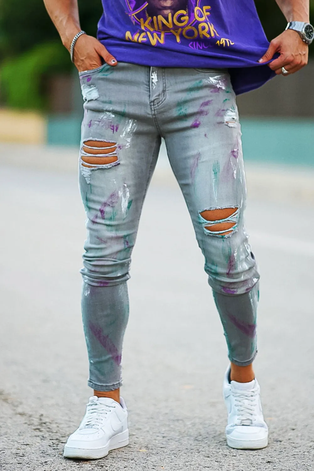 Buy $80 Free Shipping Paint Stretch Jean