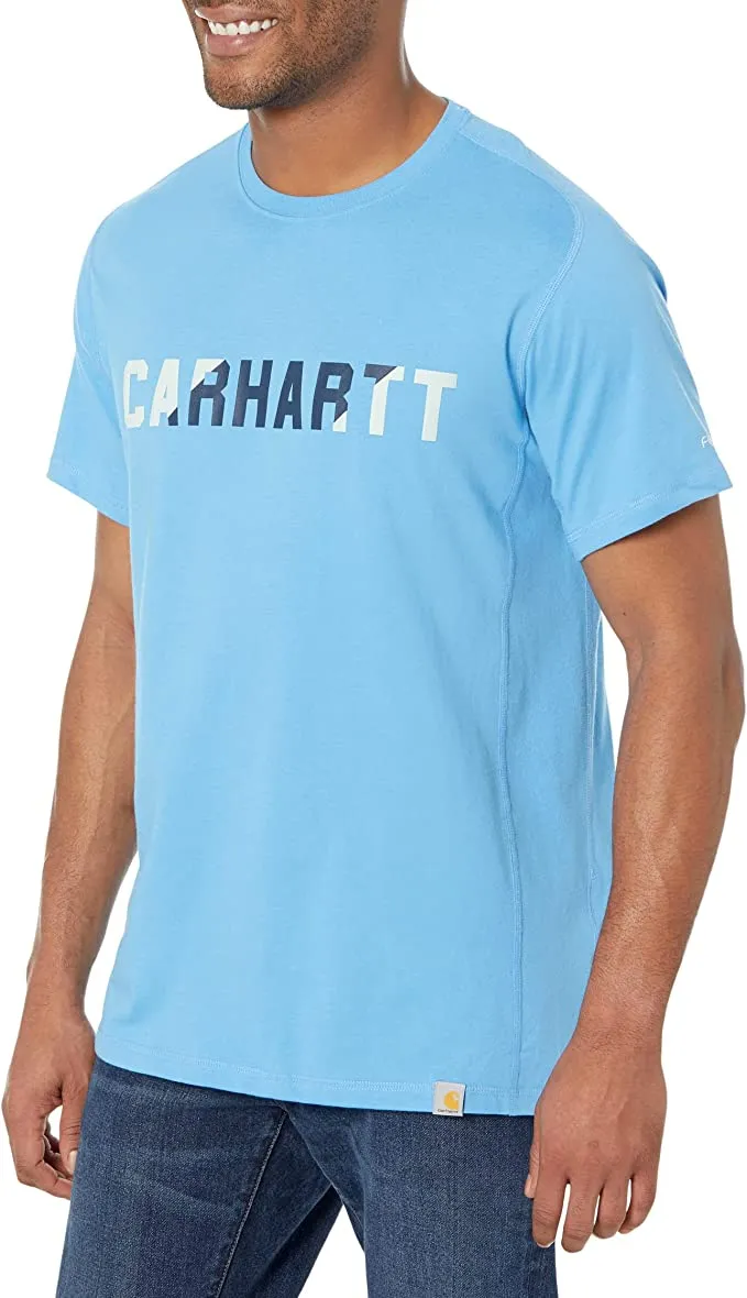 Carhartt Men's  Force Relaxed Fit Midweight Short-Sleeve Block Logo Graphic T-Shirt