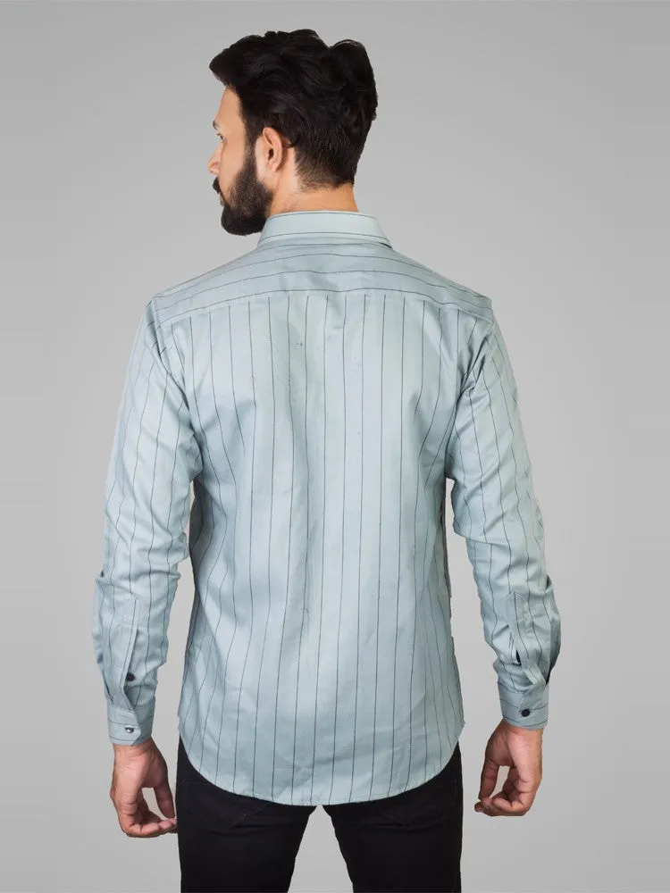 Casual Shirts for Men - Men Pinstripe Button Down Collar Cotton