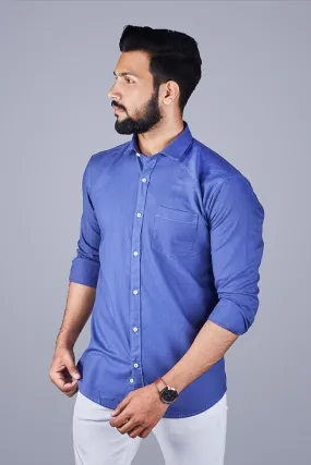 Casual Shirts for Men - Solid Cotton Casual Men Shirt Blue