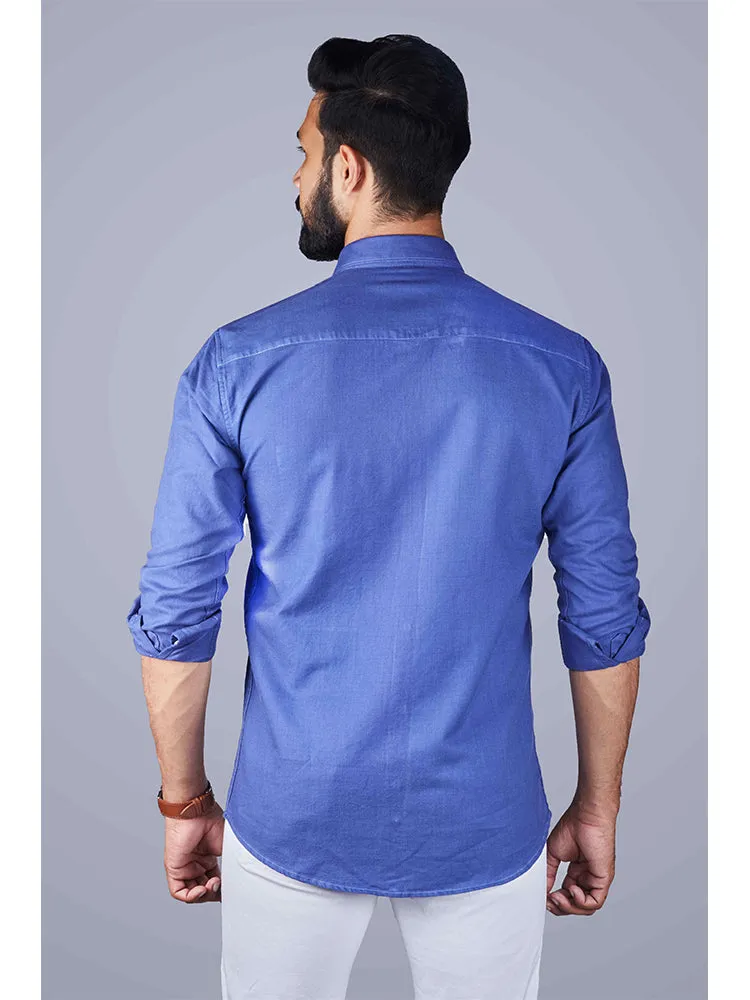 Casual Shirts for Men - Solid Cotton Casual Men Shirt Blue