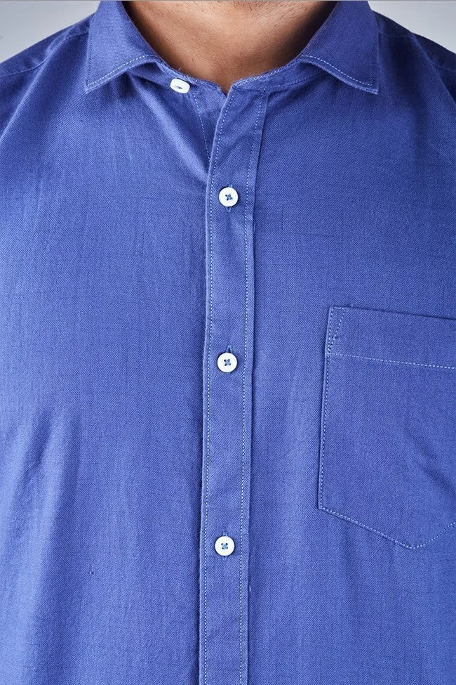 Casual Shirts for Men - Solid Cotton Casual Men Shirt Blue