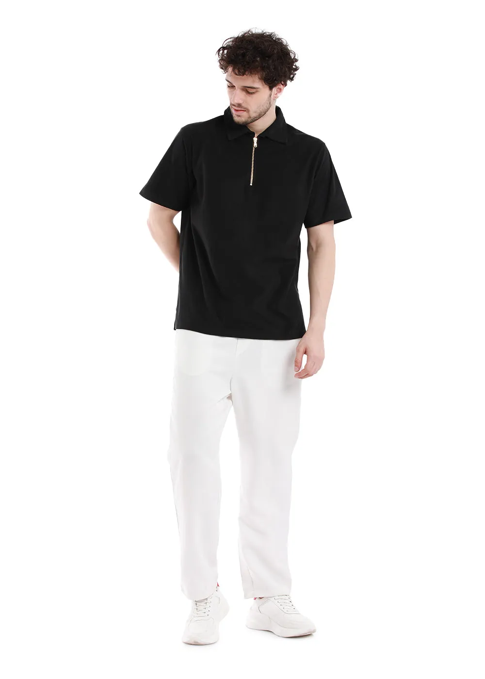 Caviar Black Zip polo T-shirt