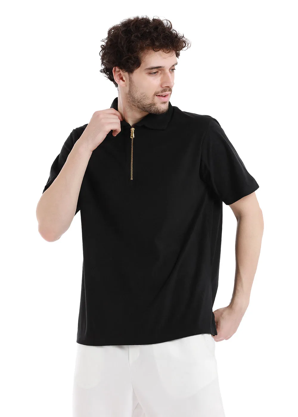 Caviar Black Zip polo T-shirt