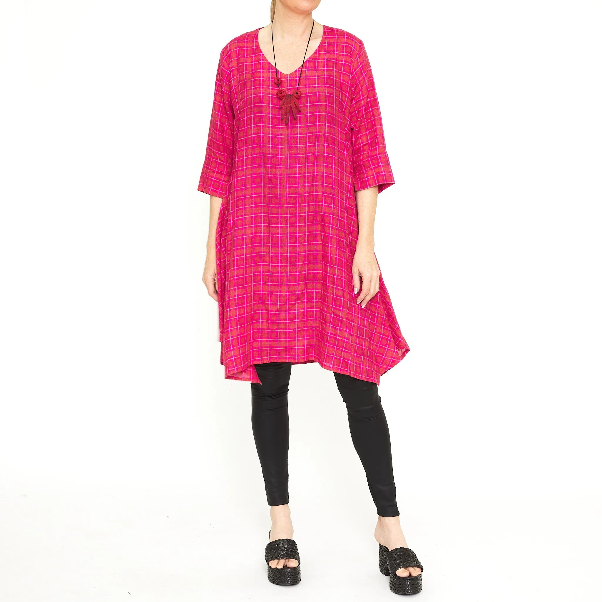 Celine Cherry Check Tunic Dress