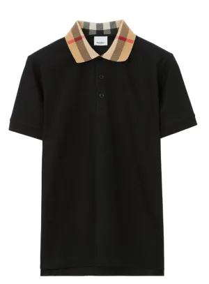 CHECKERED-COLLAR COTTON POLO SHIRT