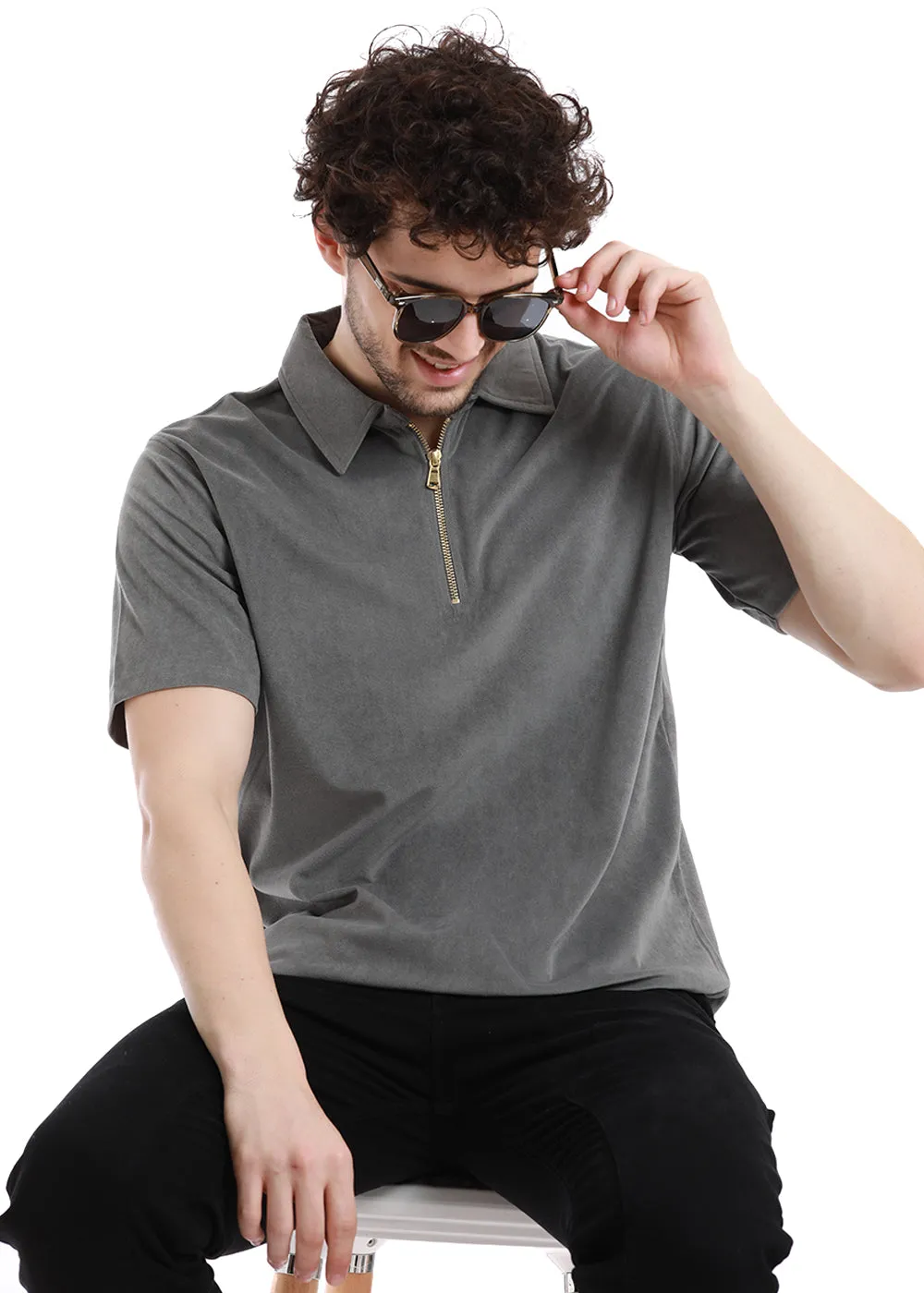 Chiseled Stone Zip polo T-shirt