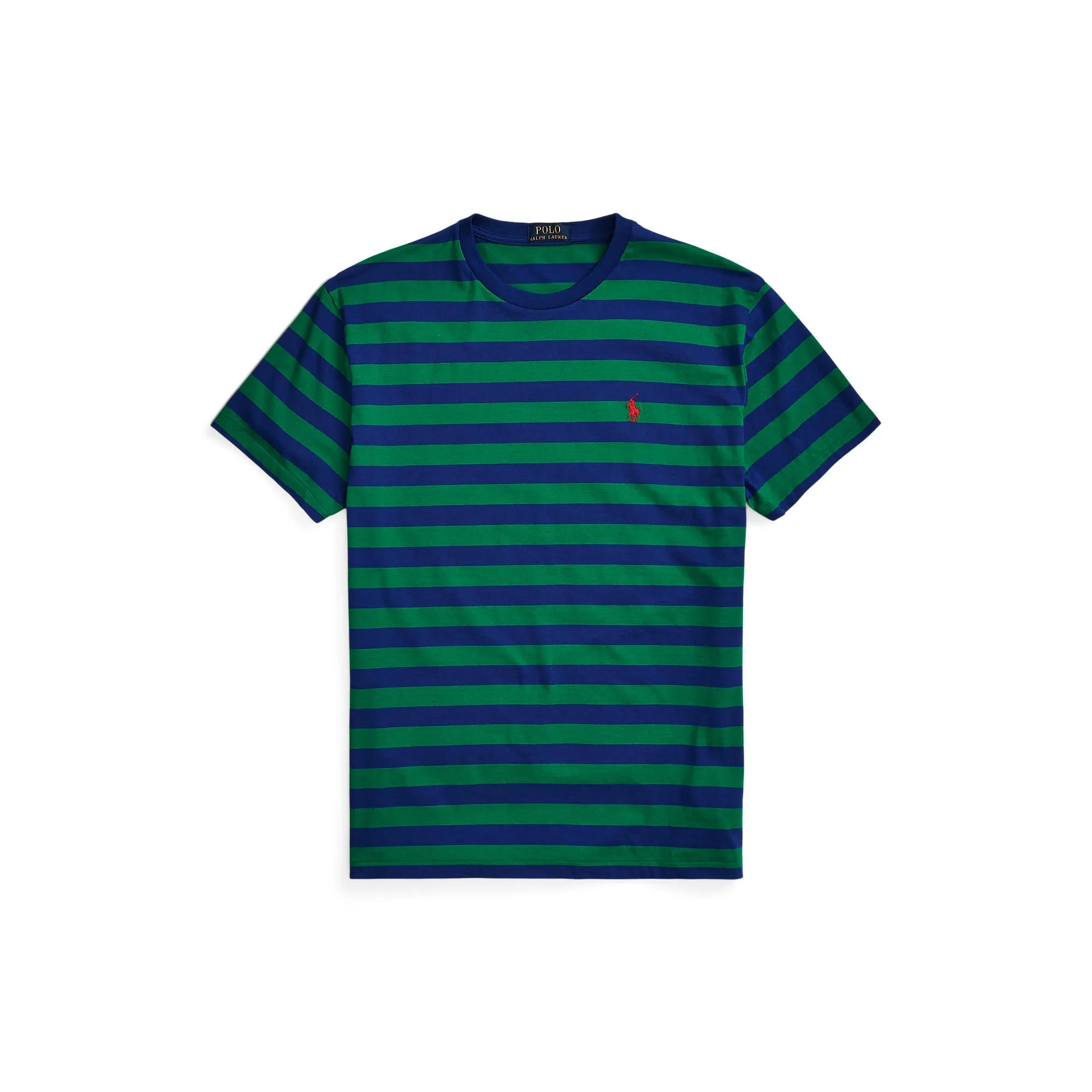 Classic Fit Jersey Crewneck T-Shirt - Stripe - Green & Blue