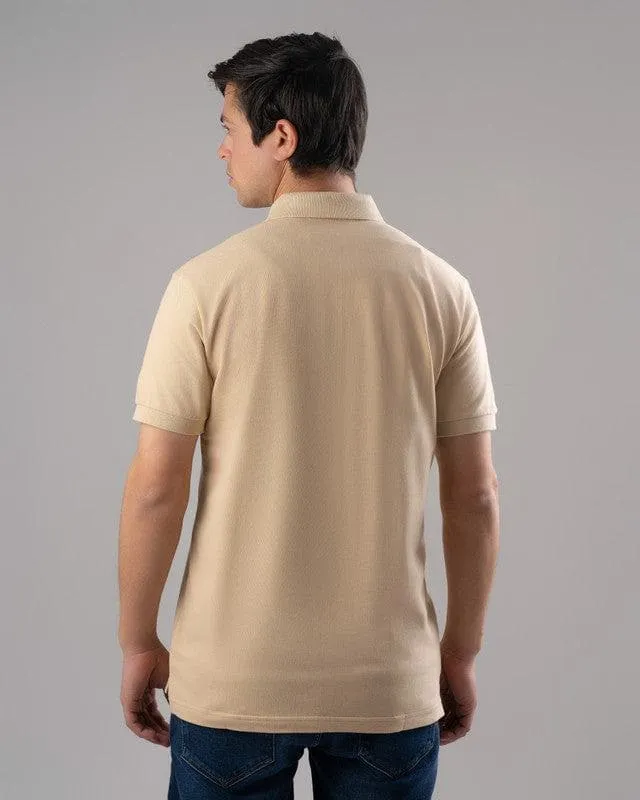 CLASSIC FIT PIQUE POLO SHIRT - DARK BEIGE