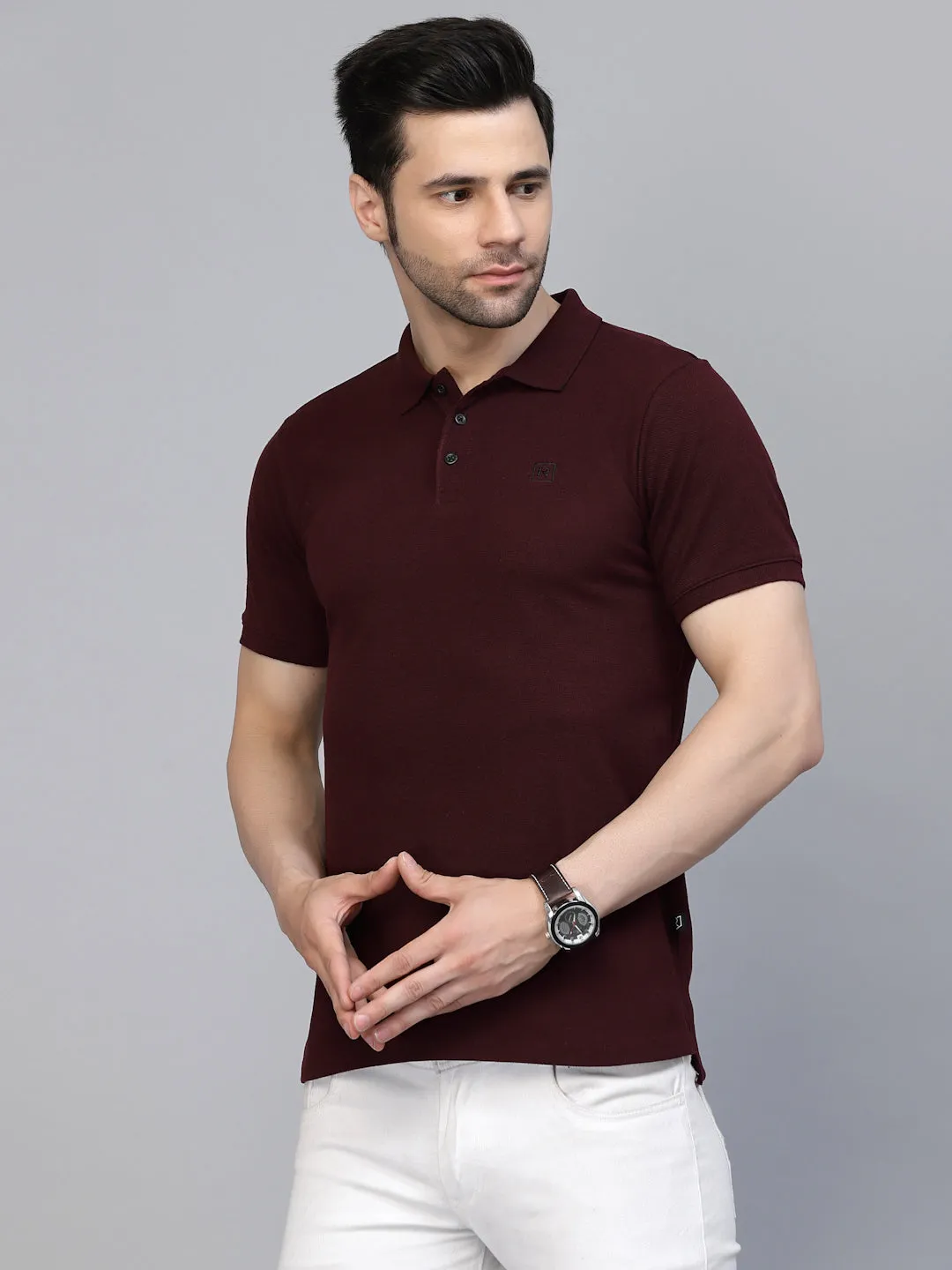 Cotton Solid Half Sleeves Polo T-Shirt