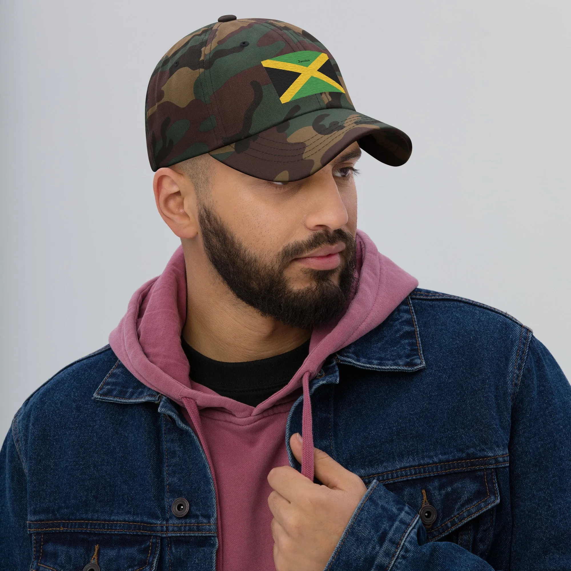 Dad Hat Embroidered With Jamaican Flag