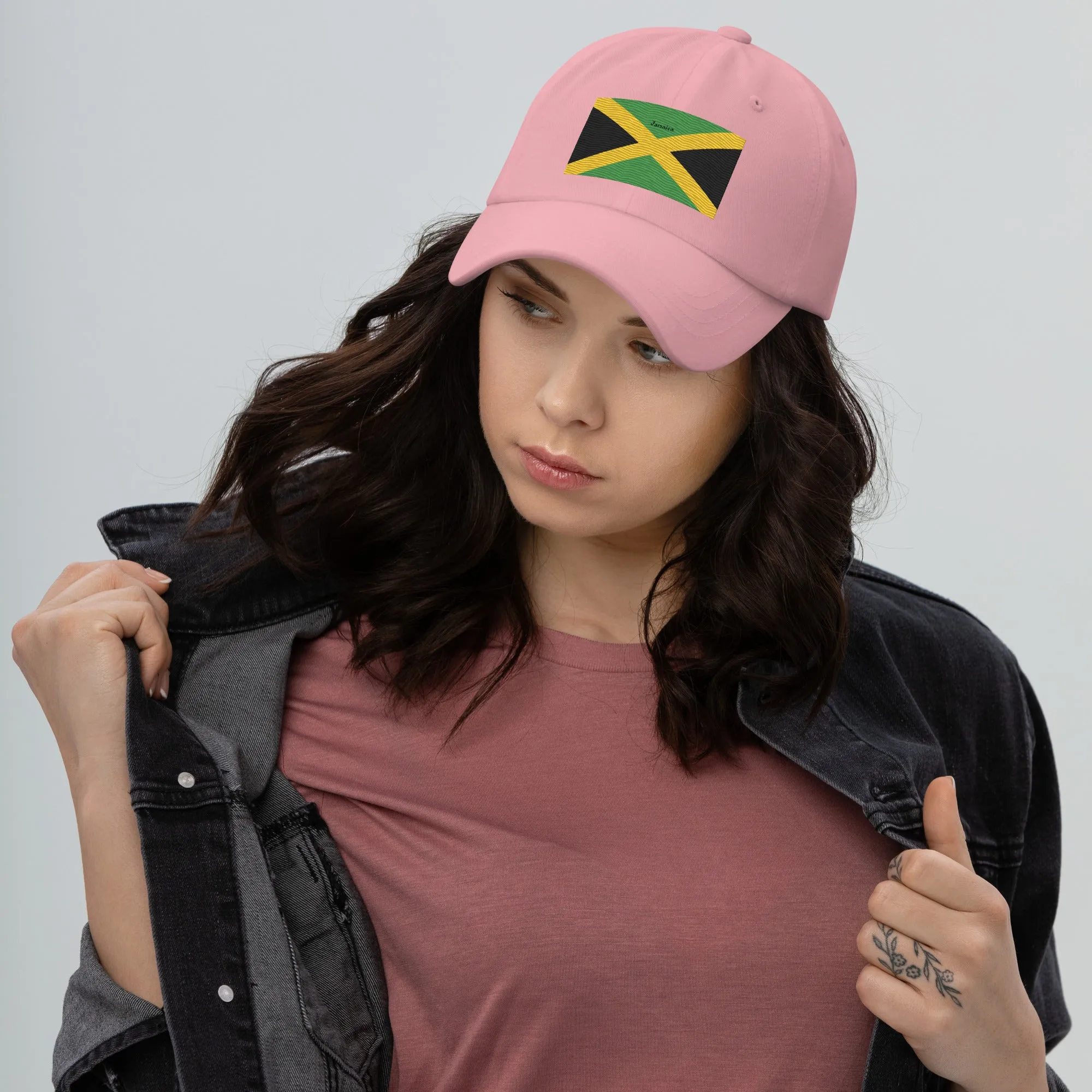 Dad Hat Embroidered With Jamaican Flag