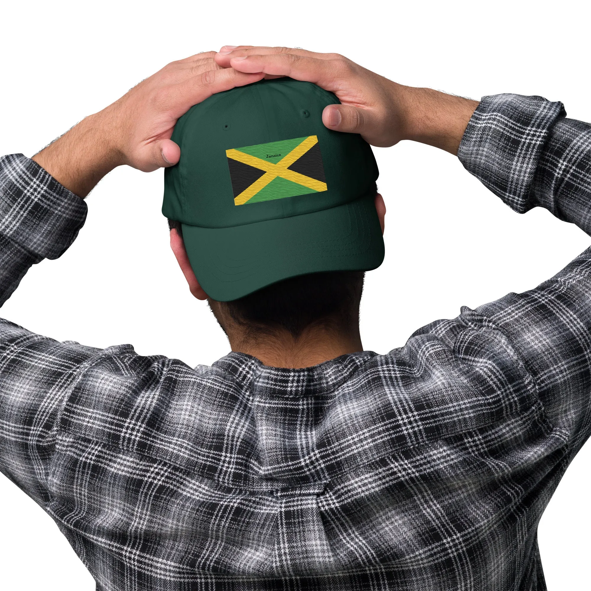 Dad Hat Embroidered With Jamaican Flag