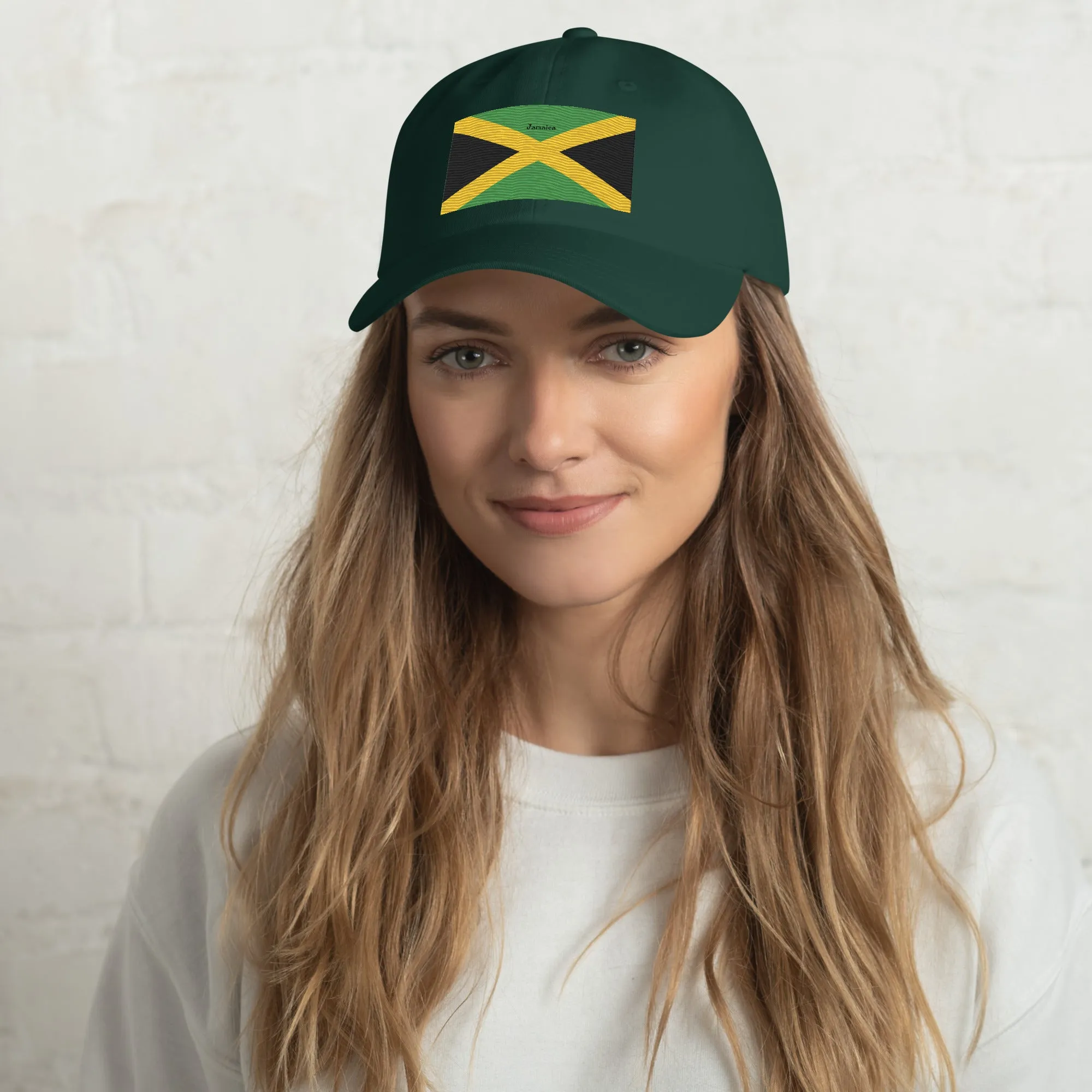 Dad Hat Embroidered With Jamaican Flag