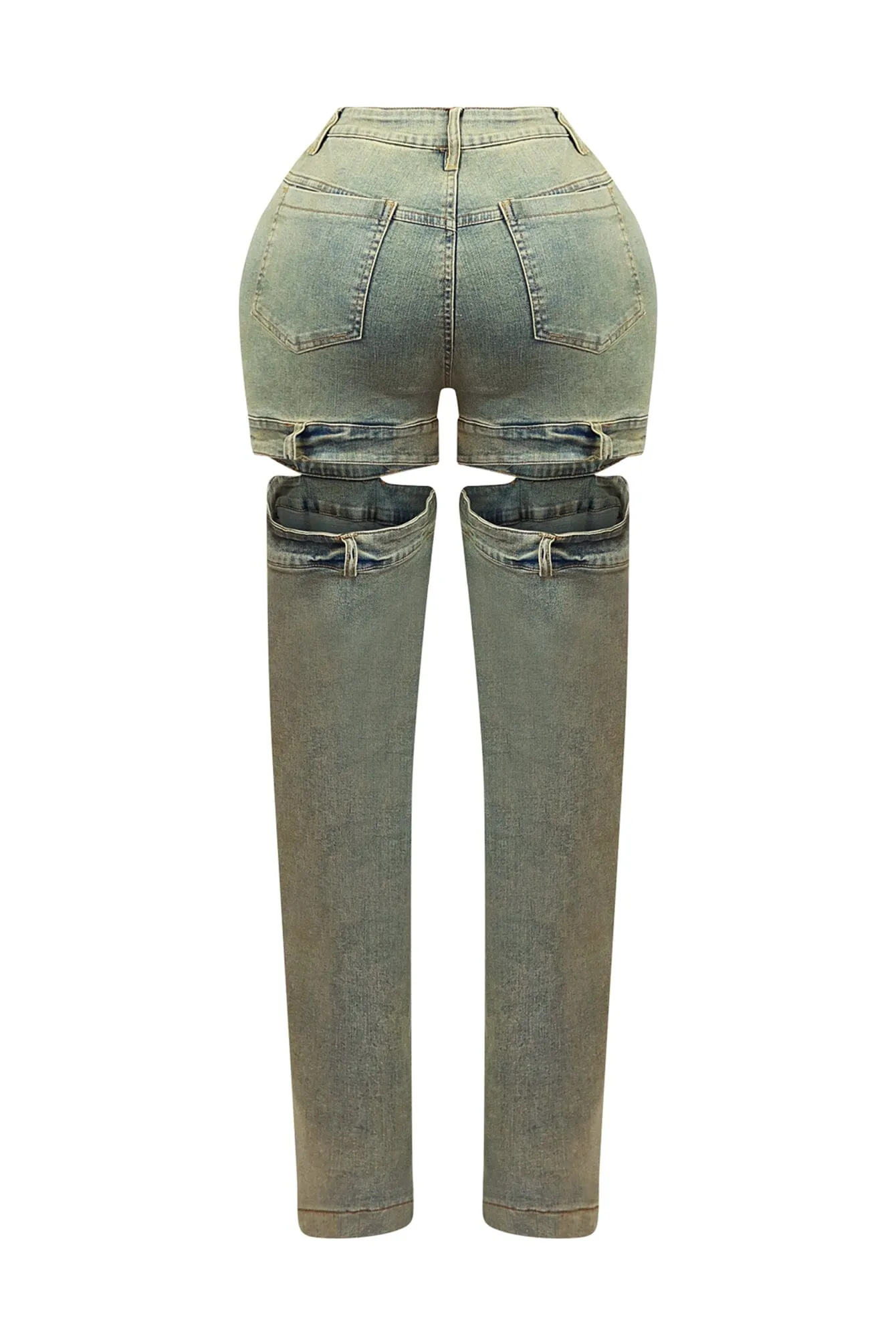 Darby Washed Cut Out Denim Pants