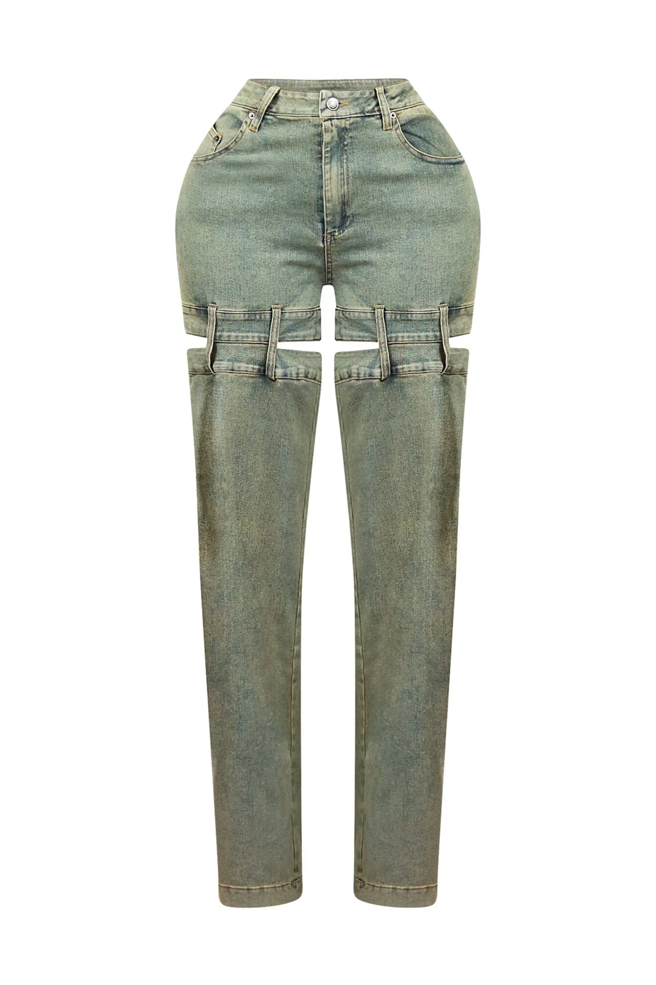 Darby Washed Cut Out Denim Pants