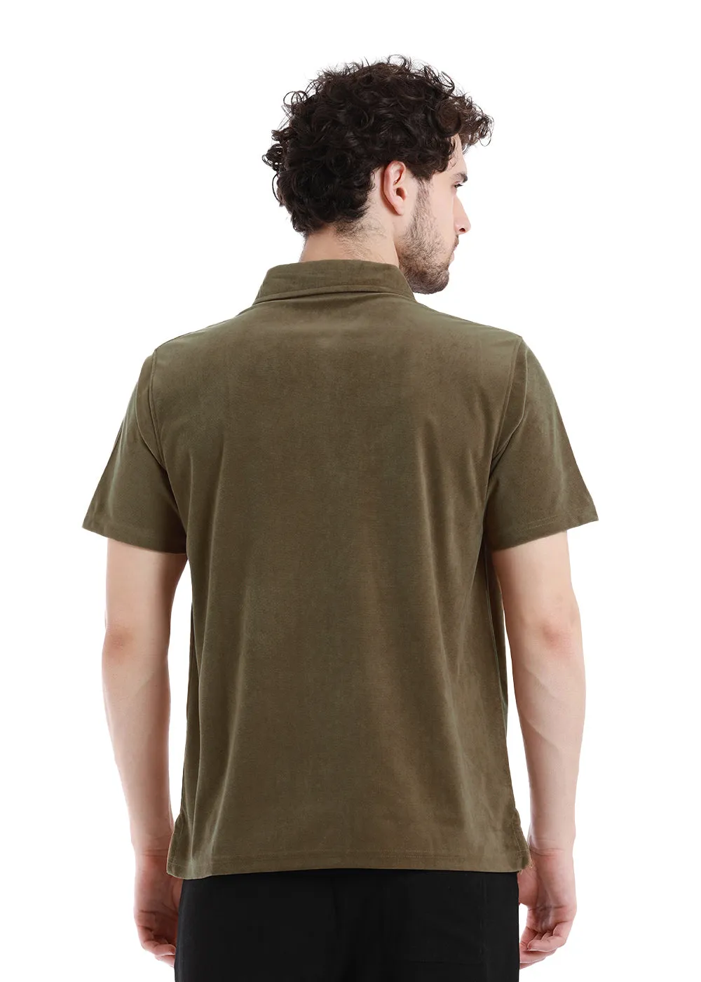 Dusty Brown Zip polo T-shirt