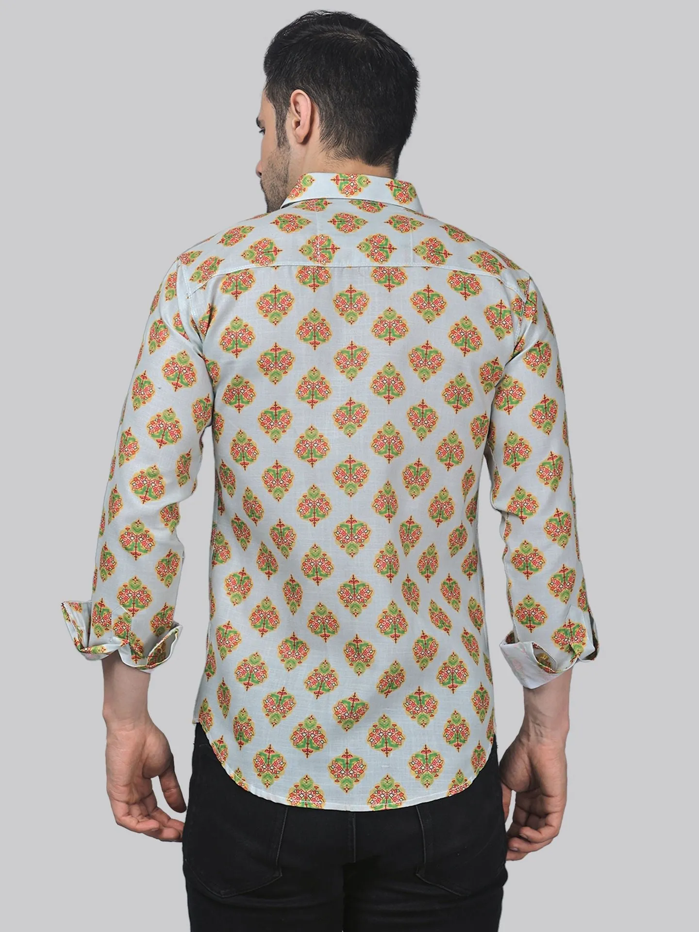 Eclectic Men's Printed Full Sleeve Cotton Button-Up Shirt For Men