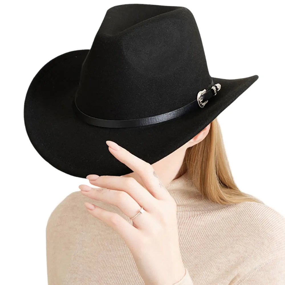 Faux Leather Band Solid Fedora Panama Hat