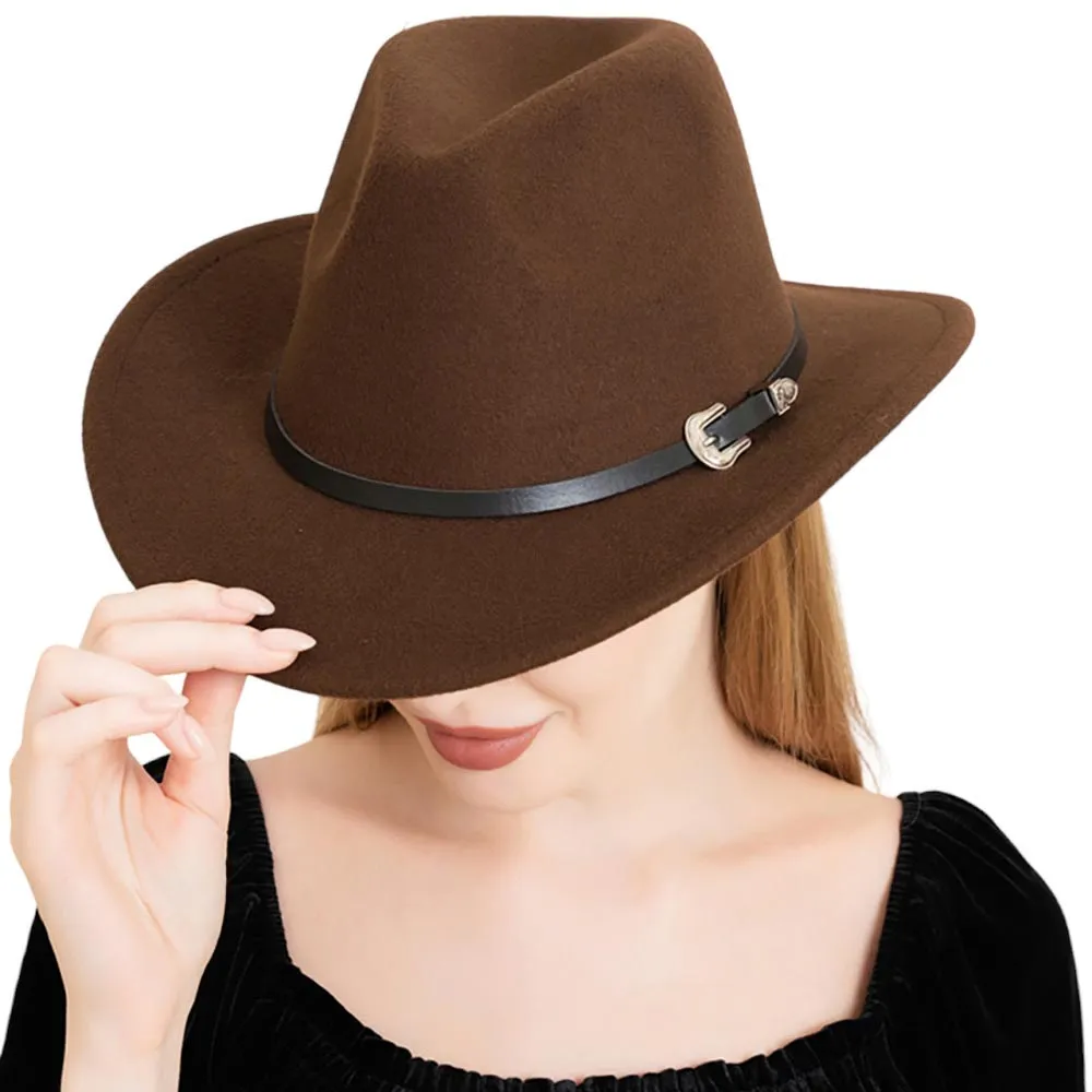 Faux Leather Band Solid Fedora Panama Hat