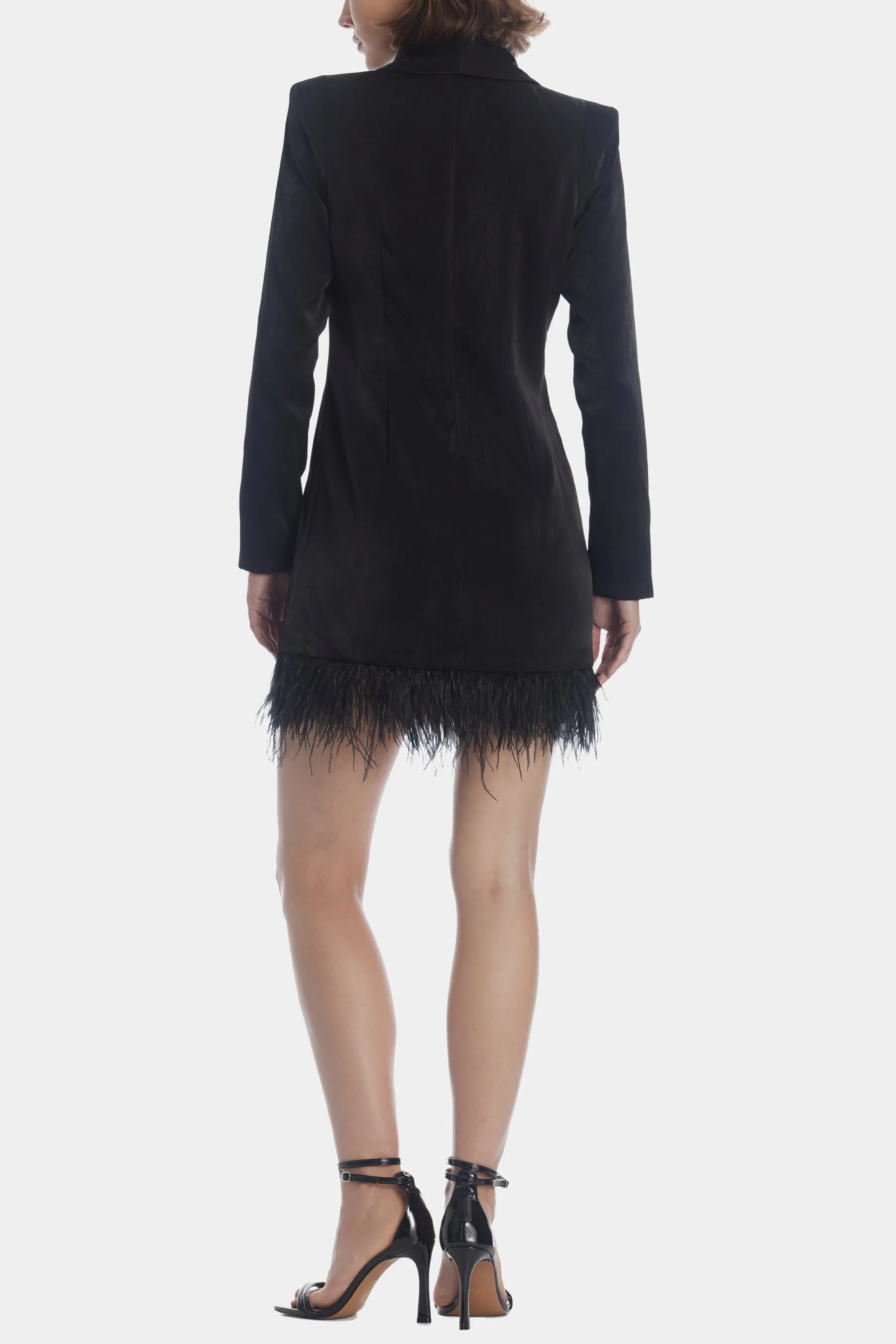 Feathered Tuxedo Dress