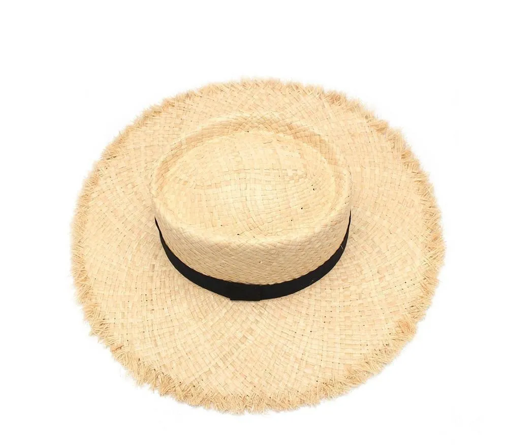 Foldable Raffia Straw Floppy Beach Hat with Belt