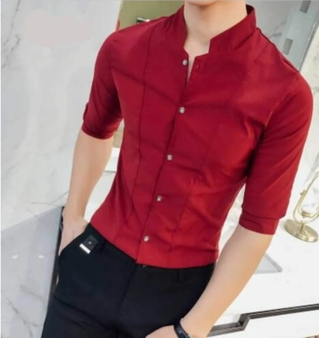 formal collarless men t-shirt