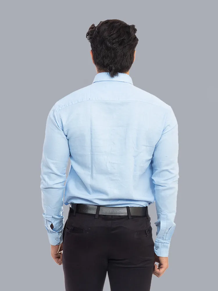 Formal Shirts - Sky Blue Solid Giza Cotton Formal Shirt