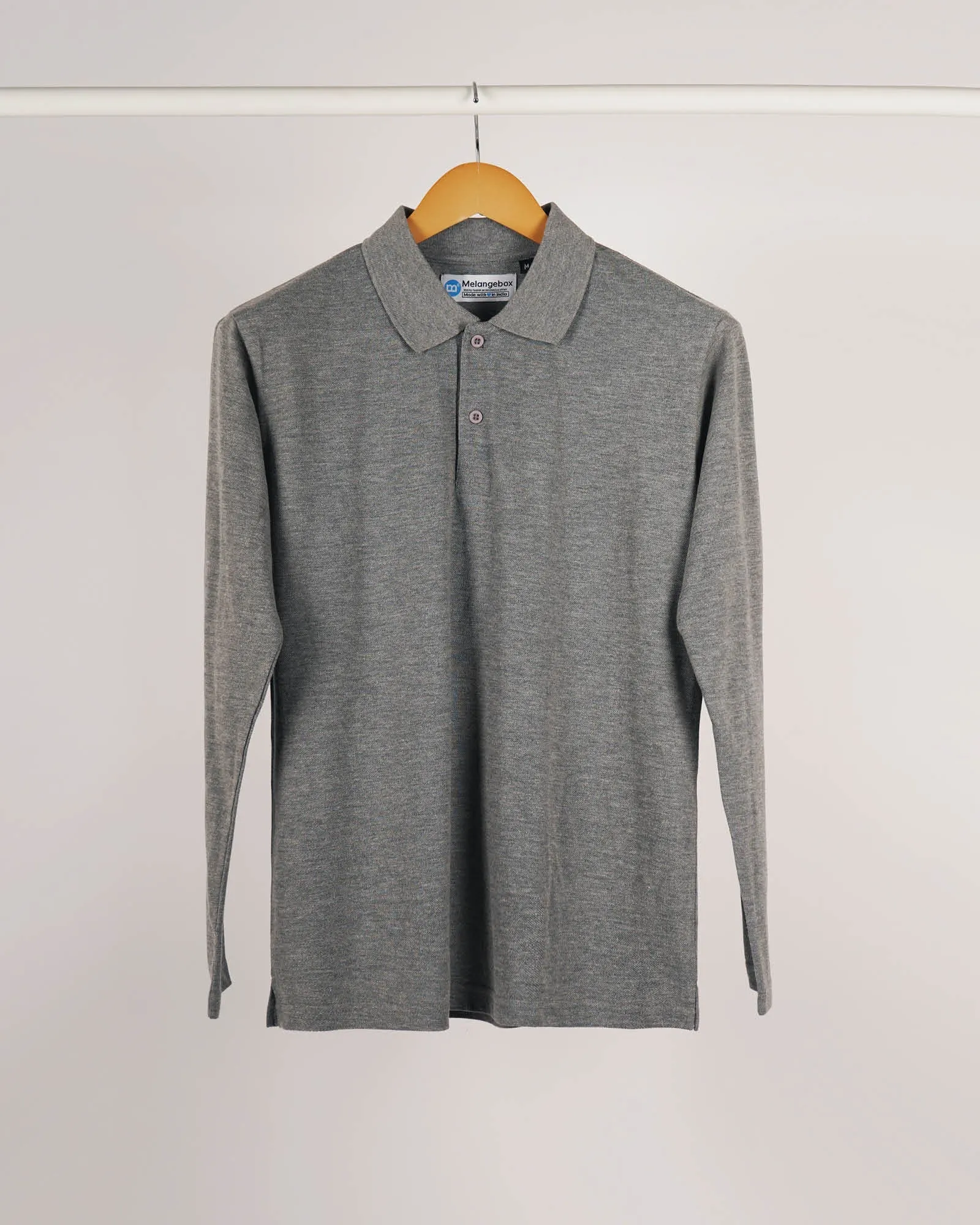 Full Sleeves Polo: Grey Melange