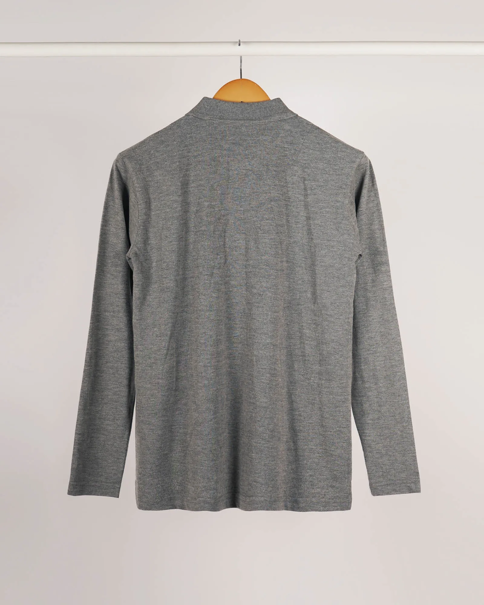 Full Sleeves Polo: Grey Melange