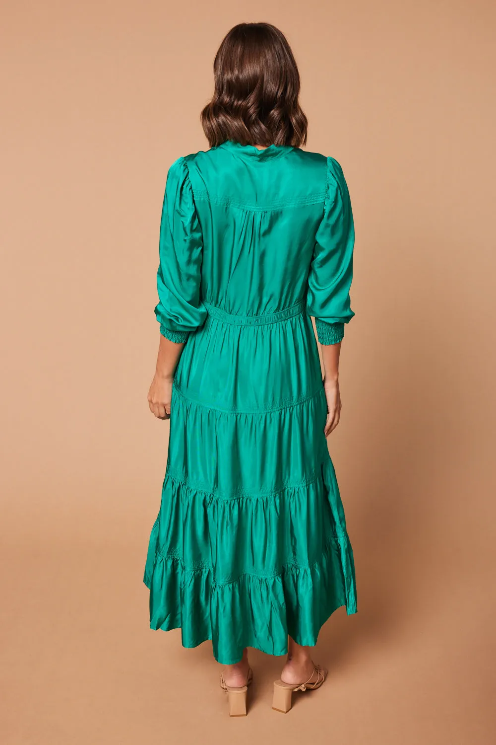 Harriet Maxi Dress in Satin Jade