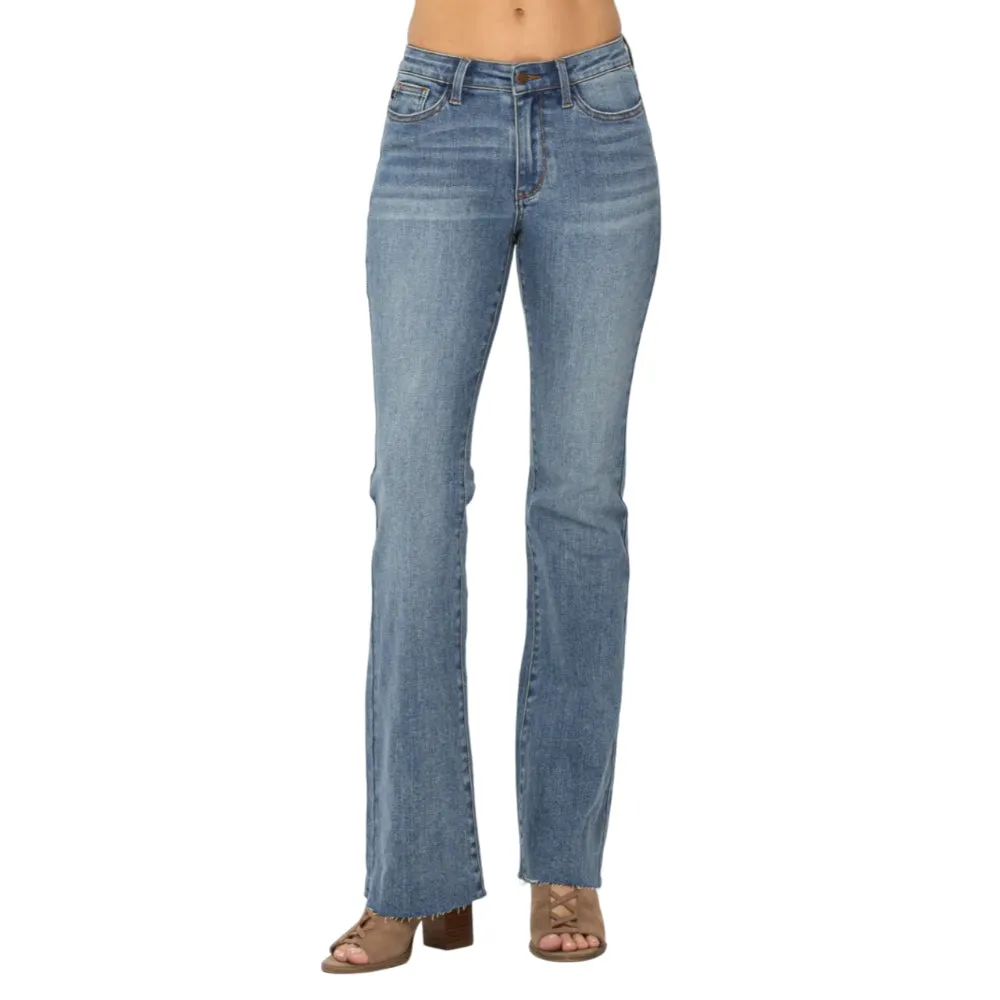 Judy Mid Rise Tuck Bootcut Jeans